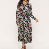 Elvoria - Feminine Paisley Shirt Dress